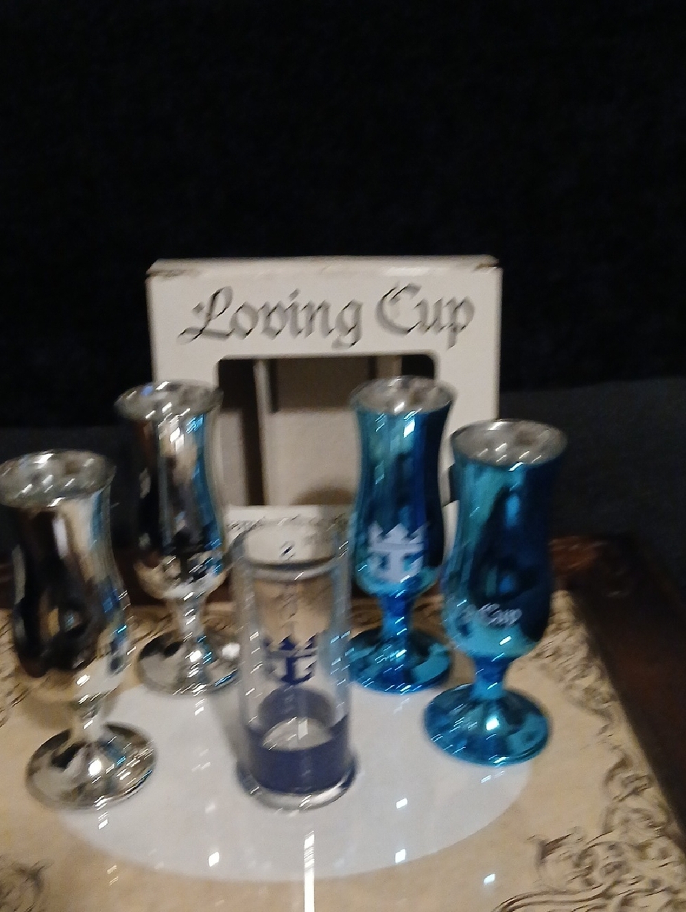 Loving Cup Blue and Silver Bar Goblets - Set of Six
